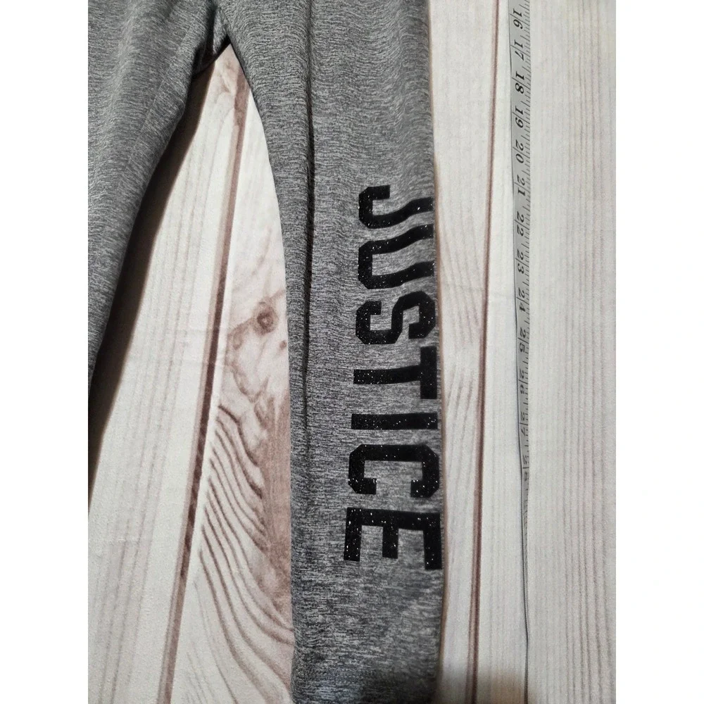 Justice Girls Gray Sparkle Logo Leggings‎ Size 7 Athletic Activewear Pants